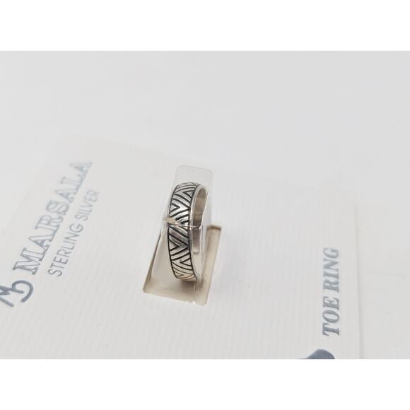 Marsala Sterling Silver Adjustable Toe Ring Geometric Pattern New - Picture 2 of 3